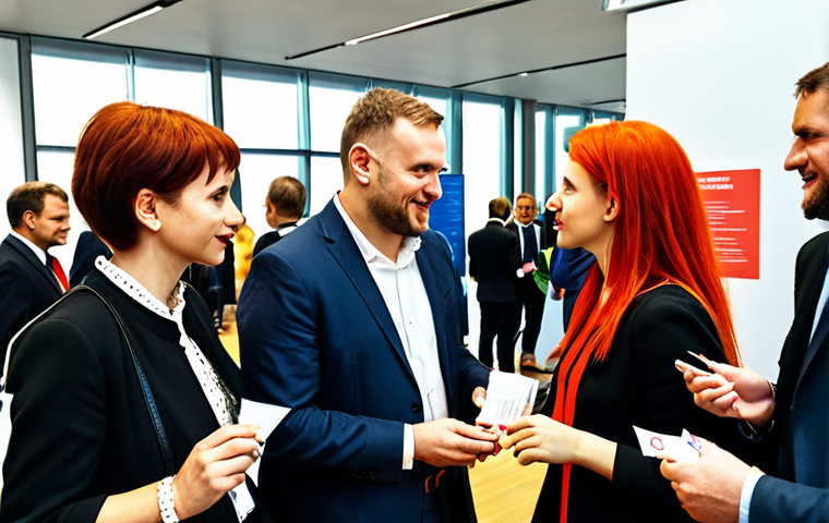 **Image Prompt:** A diverse group of professionals networking at a modern conference in Warsaw. Focus on engaged conversations, exchange of business cards, and a vibrant, collaborative atmosphere. Include elements of Polish culture subtly in the background (e.g., modern art, architecture). --ar 3:2 --v 5 --style expressive
